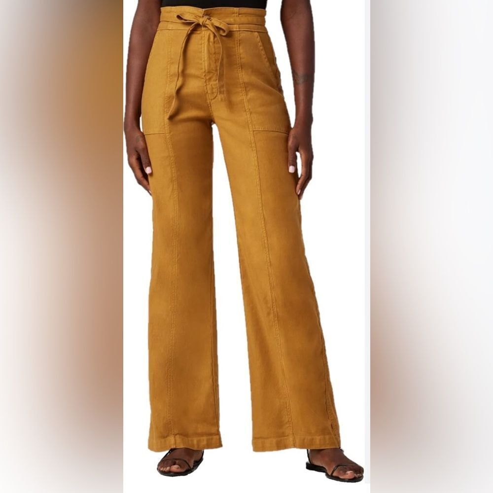 HUDSON tie waist wide leg trouser in desert sand